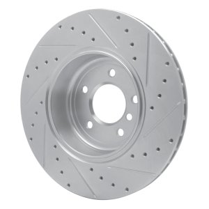 BMW 545I Brake Rotor (1) - Rear Left - R1 Concepts - Drilled & Slotted - Silver - `04-`10